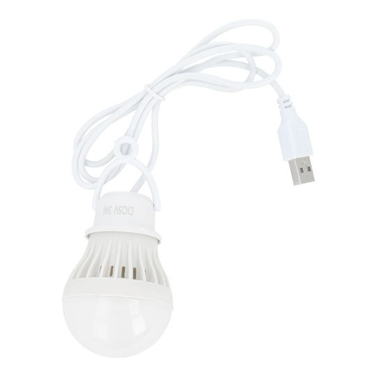 Лампа 3W с USB кабел 1m LED в Бял Цвят