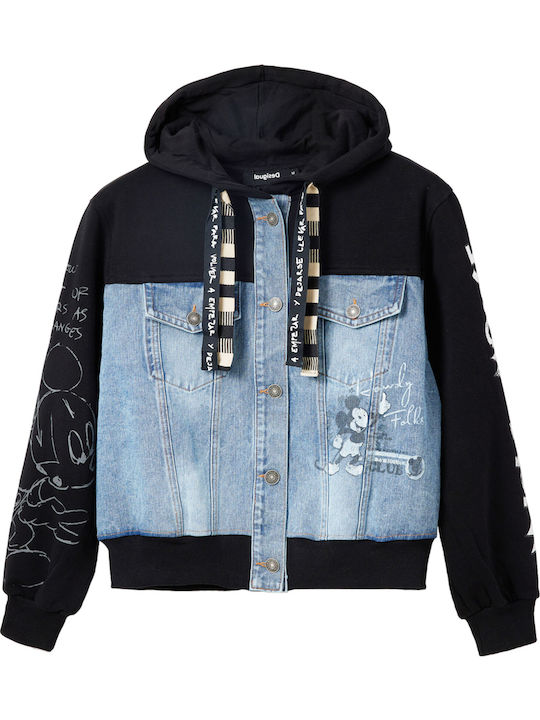 Mickey Mouse Women's Sweatshirt Jacket Hooded Black