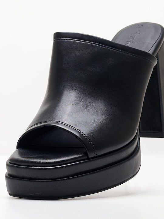 Mules mit Chunky Hoch Absatz in Schwarz Farbe