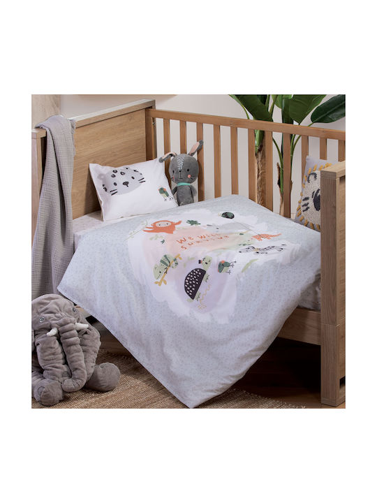 Nef-Nef Homeware Σετ Βρεφικά Σεντόνια Κούνιας Βαμβακερά Survivors Γκρι 120x170εκ. 3τμχ