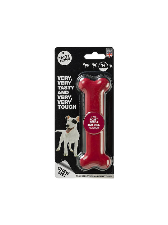 Tasty Bone Beef Nylon Knochen-Spielzeug Hund mit Geschmack Rindfleisch Klein 15εκ. Rot