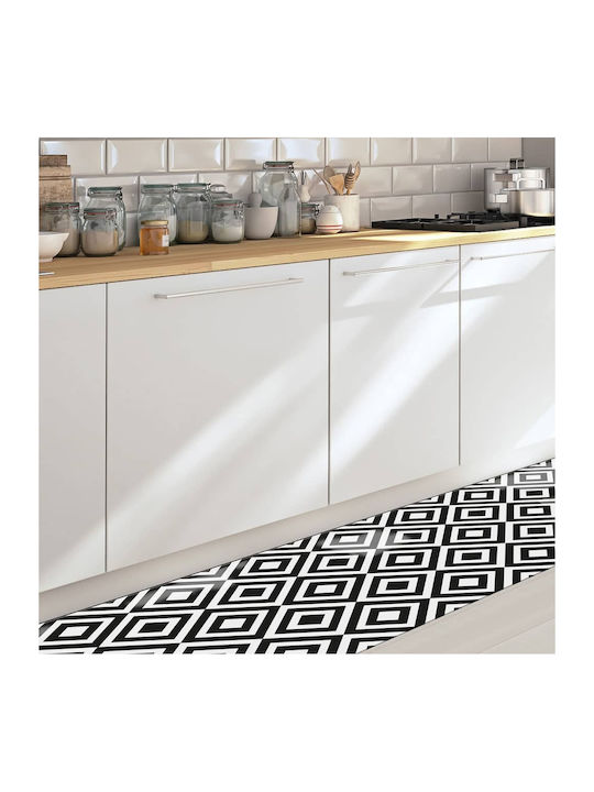 Ango Kitchen Mat Runner Waterproof with Anti-slip Underlay Black / White 50x120εκ.