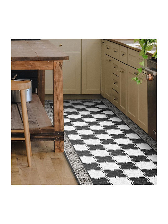 Ango Marble Chess Kitchen Waterproof Anti-Slip Mat Runner Black 50x120cm