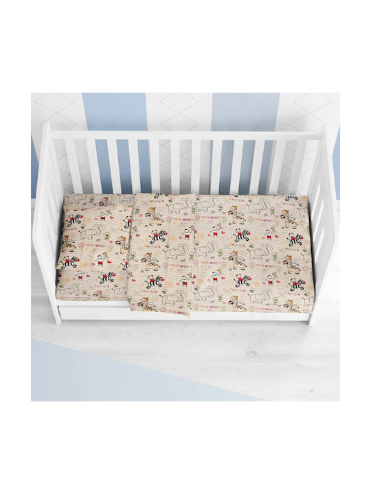 Dimcol Africa Cearșaf pentru bebeluși Pentru Patut Flanelă cu Cauciuc Bej 70x140buc