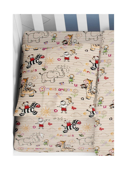 Dimcol Africa Cearșaf pentru bebeluși Pentru Patut Flanelă cu Cauciuc Bej 70x140buc