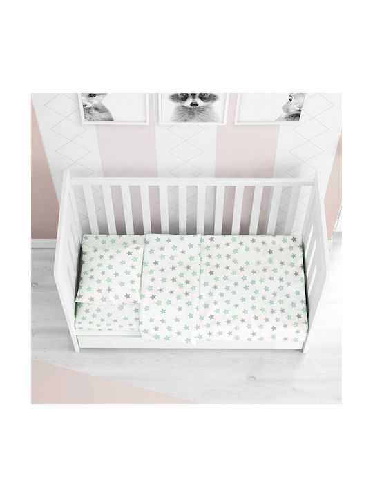 Dimcol Star Baby Sheet Cradle Cotton Green 80x110cm