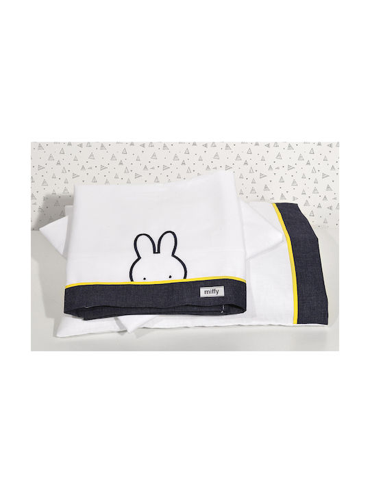 Miffy Σετ Βρεφικά Σεντόνια Λίκνου Βαμβακερά Μπλε 80x110εκ. 3τμχ
