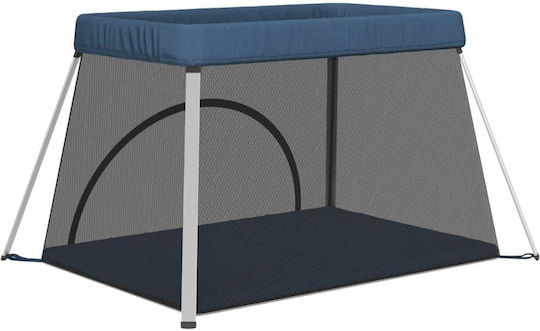 vidaXL Laufstall mit Matratze Blau 110x82cm