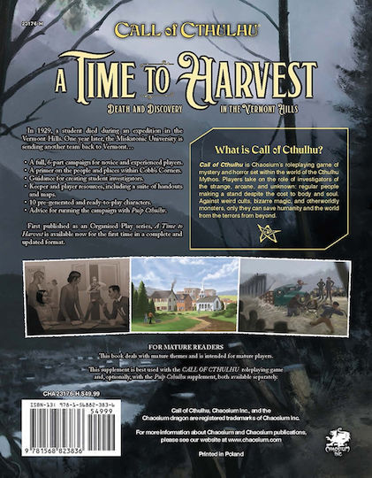 Chaosium Inc. Call of Cthulhu A Time To Harvest CHA23176-H