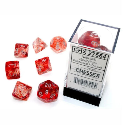 Chessex Dungeons & Dragons Luminary Red / Silver Polyhedral Dice 7-Die Set 27554