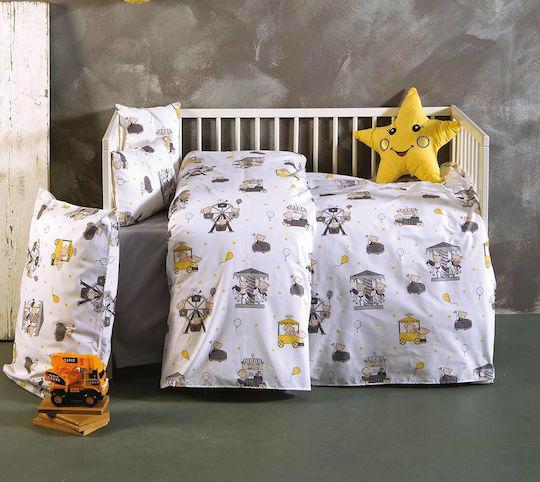 SB Home Luna Park Baby Sheets Set Crib Cotton Gray 120x160cm 3pcs