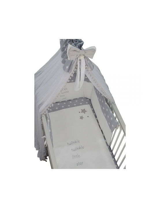 Bebe Stars Stars Seturi de cearșafuri pentru bebeluși Pentru Patut Bumbac cu Cauciuc Gri 110x160buc 3buc