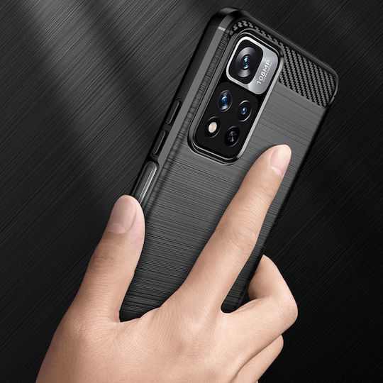 Techsuit Carbon Umschlag Rückseite Silikon Schwarz (Redmi Note 11 Pro+ 5G)