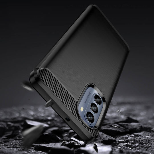 Hurtel Carbon Задна корица Силикон Черен (Moto G62 5G)