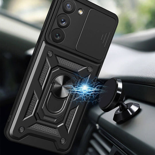 Camshield Armor Kickstand Задна корица Пластмаса Черен (Galaxy A14)