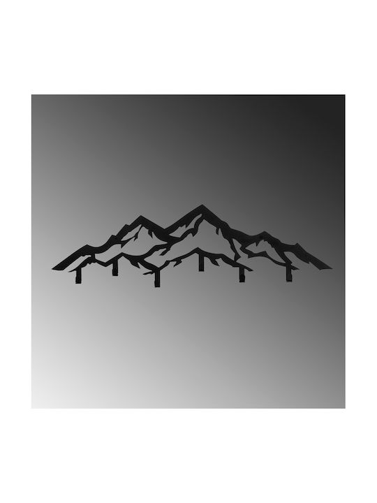 Agățătoare de Perete Mountain Metalică 6 Sloturi Negru 80x25x4cm 1buc