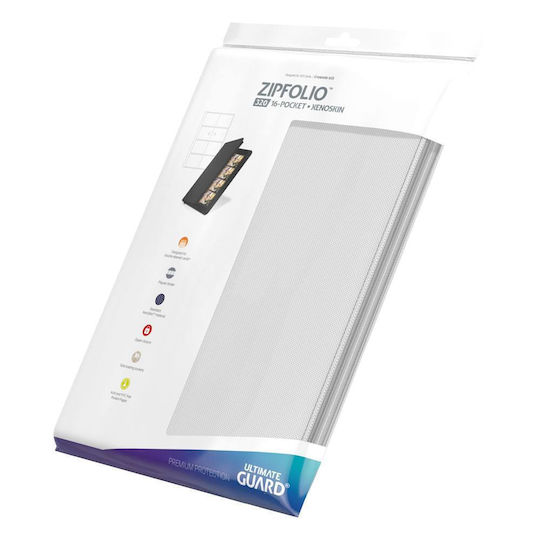 Ultimate Guard 8-Джобен Zipfolio Pro - XenoSkin Подвързия 4-Джобен Стандартен Размер Бял