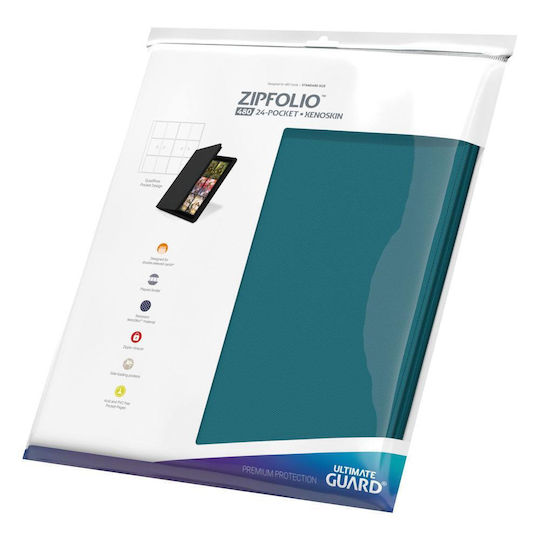 Ultimate Guard 12-Pocket Quadrow Zipfolio Xenoskin Binder 12-Pocket Standard Size Petrol Blue