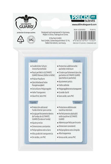 Ultimate Guard Präzise Passform Innere Hüllen Standardgröße 100Stück Klare