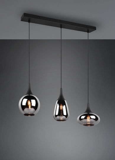 Trio Lighting Lumina Ρυθμιζόμενο Κρεμαστό Φωτιστικό Μαύρο Ράγα με Ντουί E14 69x8.5x150εκ.