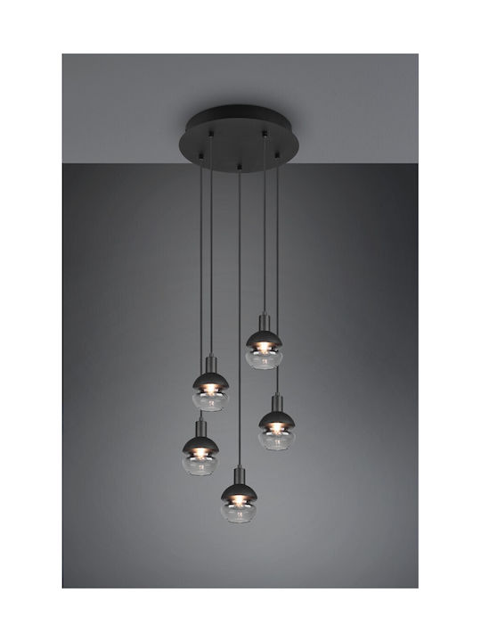 Trio Lighting Mela Pendant Chandelier for 5 Bulbs E14, E.14 Black