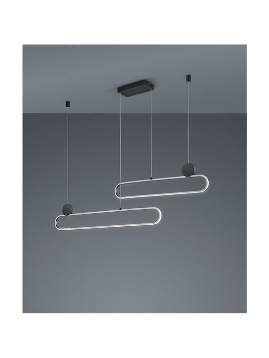 Trio Lighting Grant Adjustable Pendant Light Black LED with Warm to Cool White Light Rail 138x12x150cm