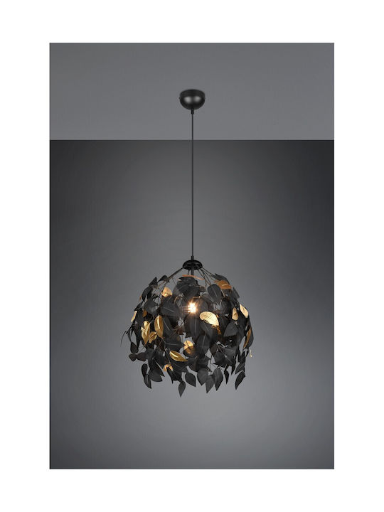 Trio Lighting Leavy Adjustable Pendant Light Black with Socket E27 38x150cm