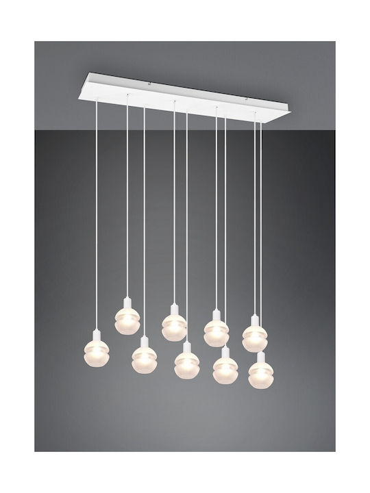 Trio Lighting Mela Hängelampe Kronleuchter Schiene für 9 Lampen E14, E.14 Weiß