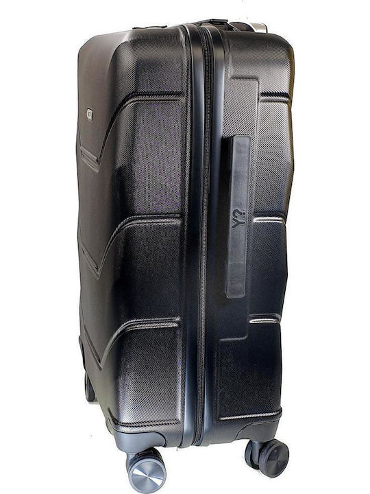 Y Not? Medium Hard Black Suitcase with 4 Wheels Height 64cm