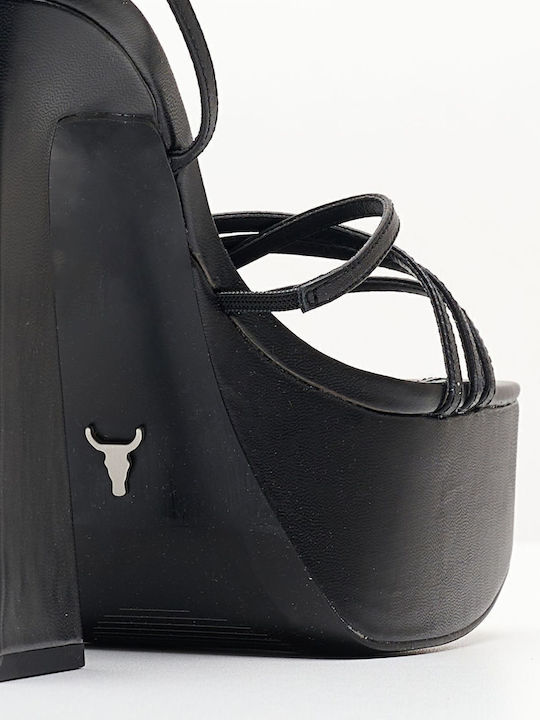 Babygirl Leder Sandalen Schwarz