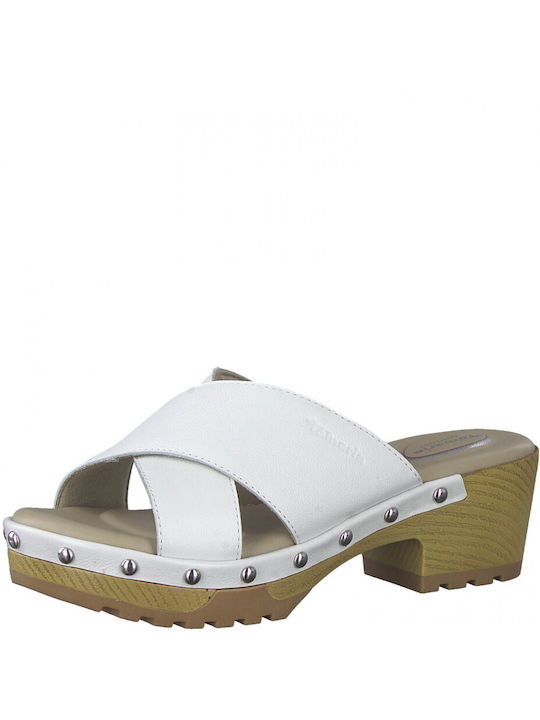 Tamaris Women's Sandals White with Chunky Medium Heel 8-87301-20 100