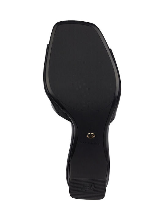 Mules with Chunky High Heel in Black Color