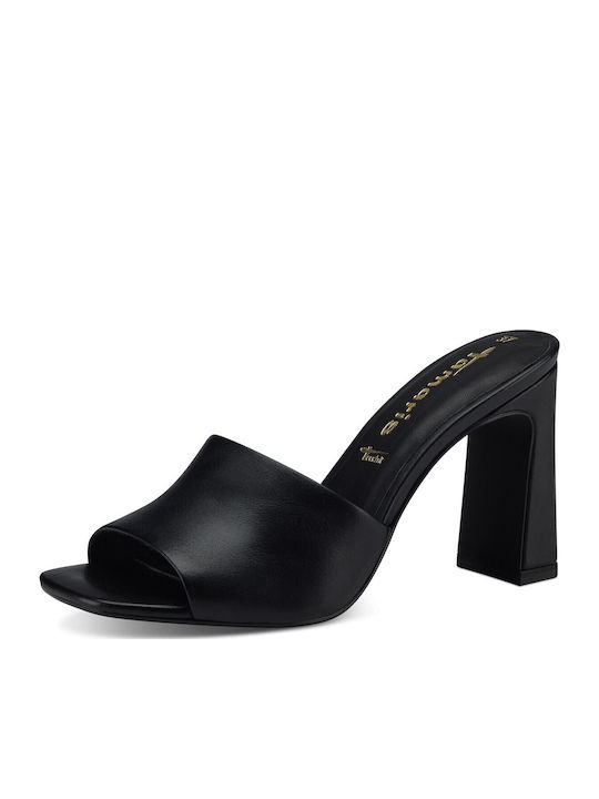Mules with Chunky High Heel in Black Color