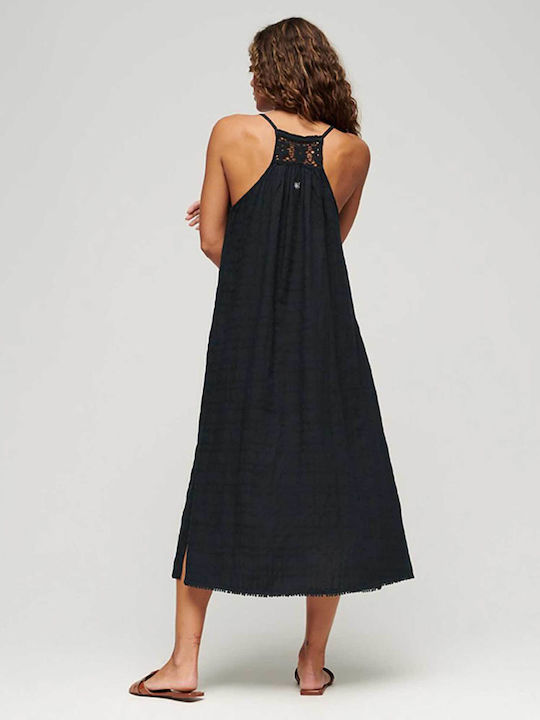 Summer Midi Wrap Dress Navy Blue