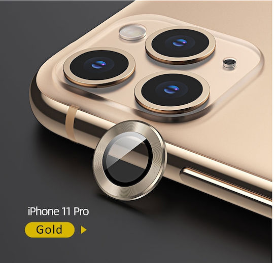 Usams Metal Rings Προστασία Κάμερας Tempered Glass Χρυσό για το iPhone 11 Pro / 11 Pro Max