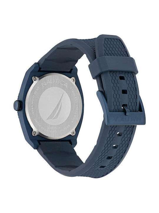 Nautica Pacific Beach Men's Watch 41mm Battery with Blue Rubber Strap