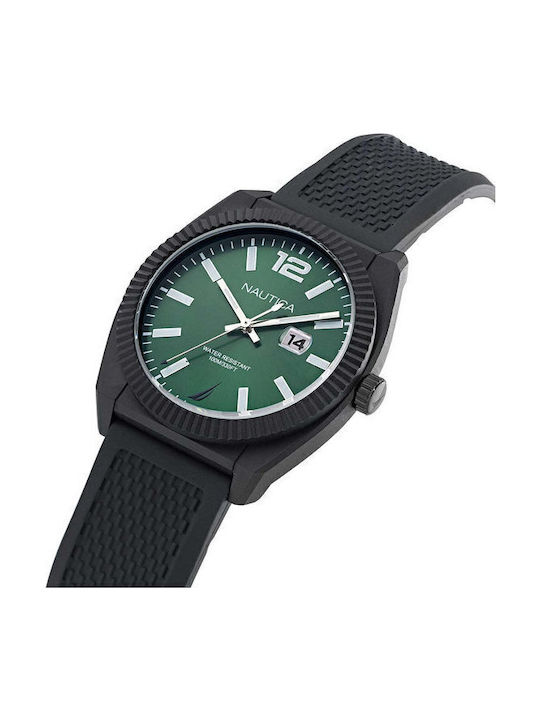 Nautica Pacific Beach Herrenuhr 41mm Batterie mit Schwarz Kautschukarmband