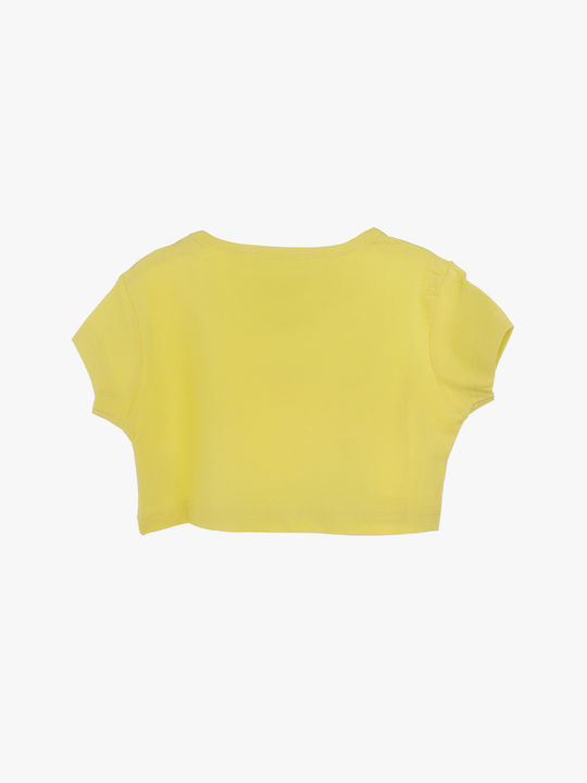 Funky Crop Top pentru copii Cu mâneci scurte Galben