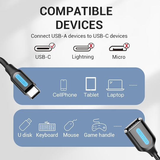 Vention Converter USB-C male to USB-A female 1pcs CCSBB