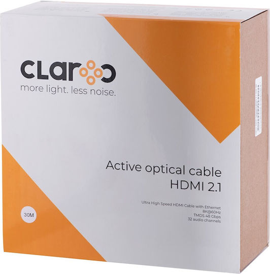 Claroc HDMI 2.1 Ултра Висока Скорост 48Gbps 4K 120Hz HDR VRR HDMI Кабел HDMI Мъжки - HDMI Мъжки 30м Черен