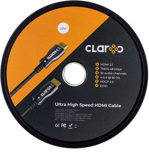 Claroc HDMI 2.1 Кабел HDMI мъжки - HDMI мъжки 20м Черен