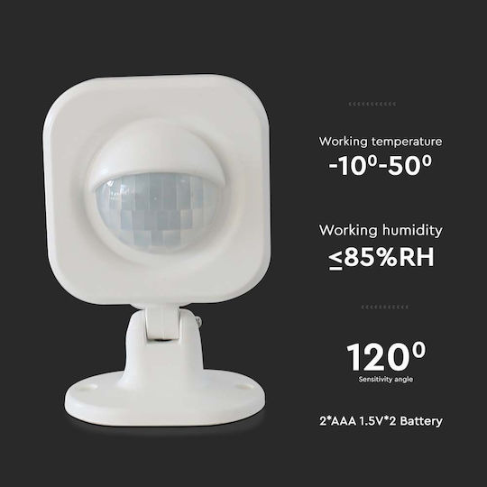 V-TAC Kabelloser Wi-Fi Bewegungsmelder Überwachung 120° Erkennungswinkel 8m