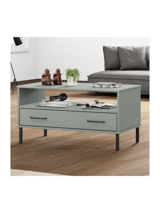 Oslo Rectangular Solid Wood Coffee Table Gray L85xW50xH45cm