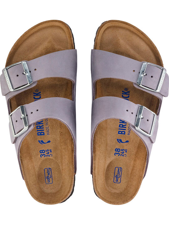 Arizona Soft Footbed Δερμάτινα Γυναικεία Σανδάλια Purple Fog Narrow Fit