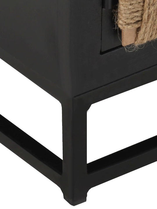 TV Stand from Metal & Solid Wood Black L120xW30xH40cm