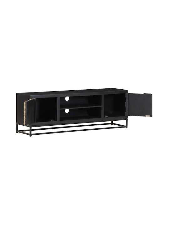 TV Stand from Metal & Solid Wood Black L120xW30xH40cm