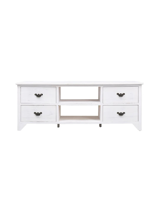 Solid Wood TV Furniture with Drawers White L108xW30xH40cm