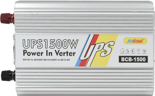 Andowl Inverter Αυτοκινήτου Τροποποιημένου Ημιτόνου 1500W για Μετατροπή 12V DC σε 220V AC