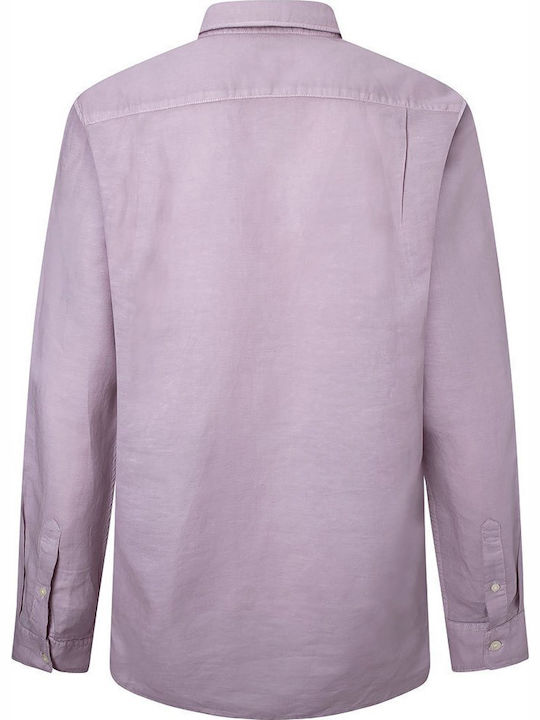 Parker Langärmeliges Herrenhemd in Normale Passform Rosa Bleach