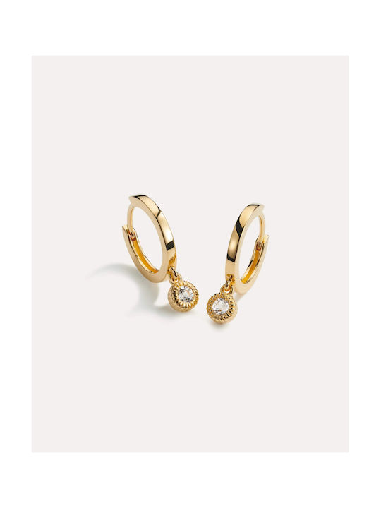 Aleyolé Wheel Of Time Earrings Hoops made of Silver Gold Plated with Stones